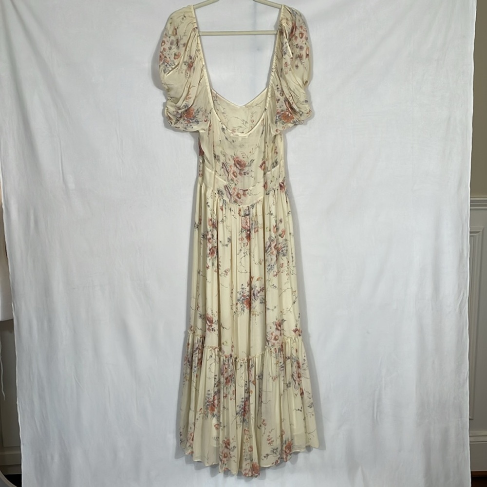 LoveShackFancy Angie Dress Size 6 Delicate Floral 100% Silk Maxi Dress - Picture 4 of 13